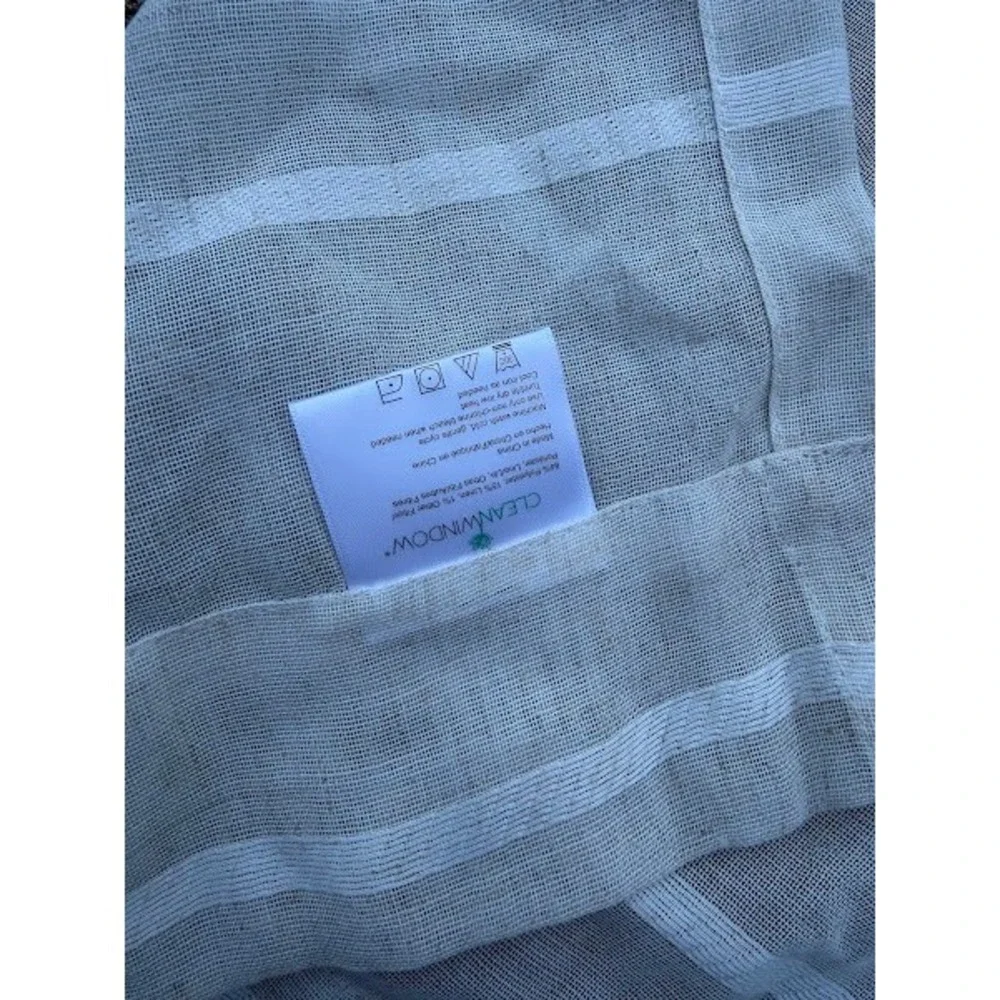 Clean Window Linen Blend Striped Sheer Curtain Panel Cream White RN16798